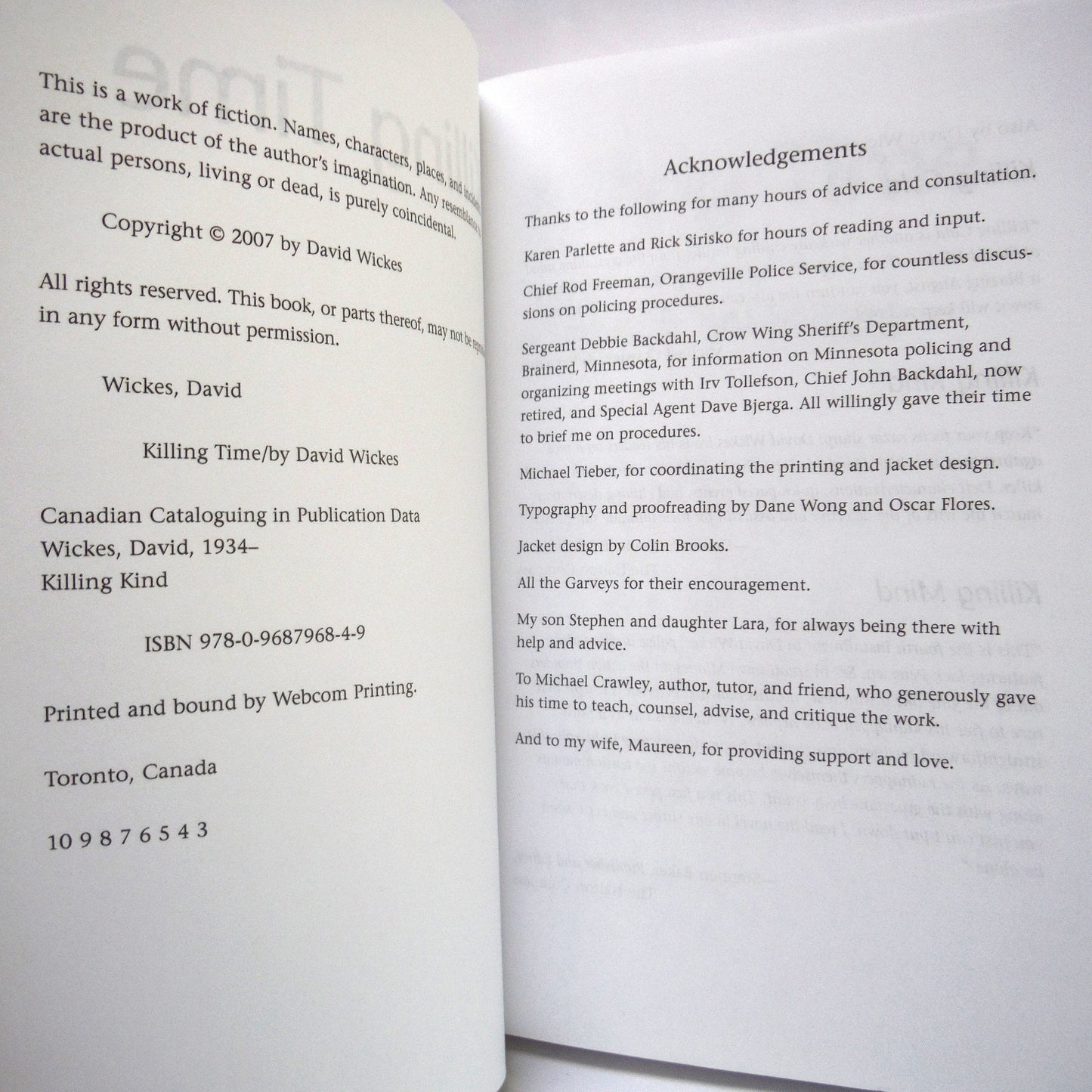 KILLING TIME, The Original Jack Petersen Novel First Time in Paperback, by David Wickes (1st Ed. SIGNED)