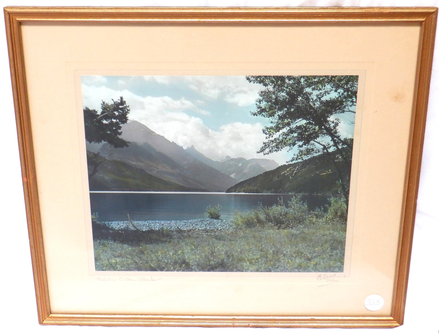 Vintage Hand-Tinted Alberta Photograph, by A. E. Cross Studios: 'WATERTON LAKES' (View #1)