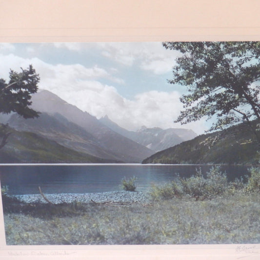 Vintage Hand-Tinted Alberta Photograph, by A. E. Cross Studios: 'WATERTON LAKES' (View #1)