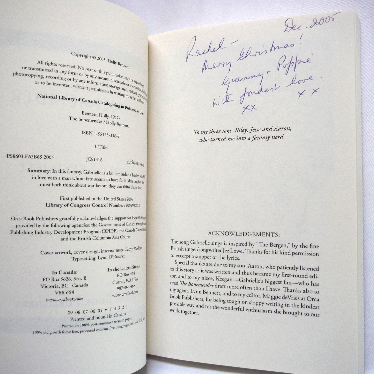 THE BONEMENDER, A Young Adult Fantasy Novel by Holly Bender (1st Ed. SIGNED)