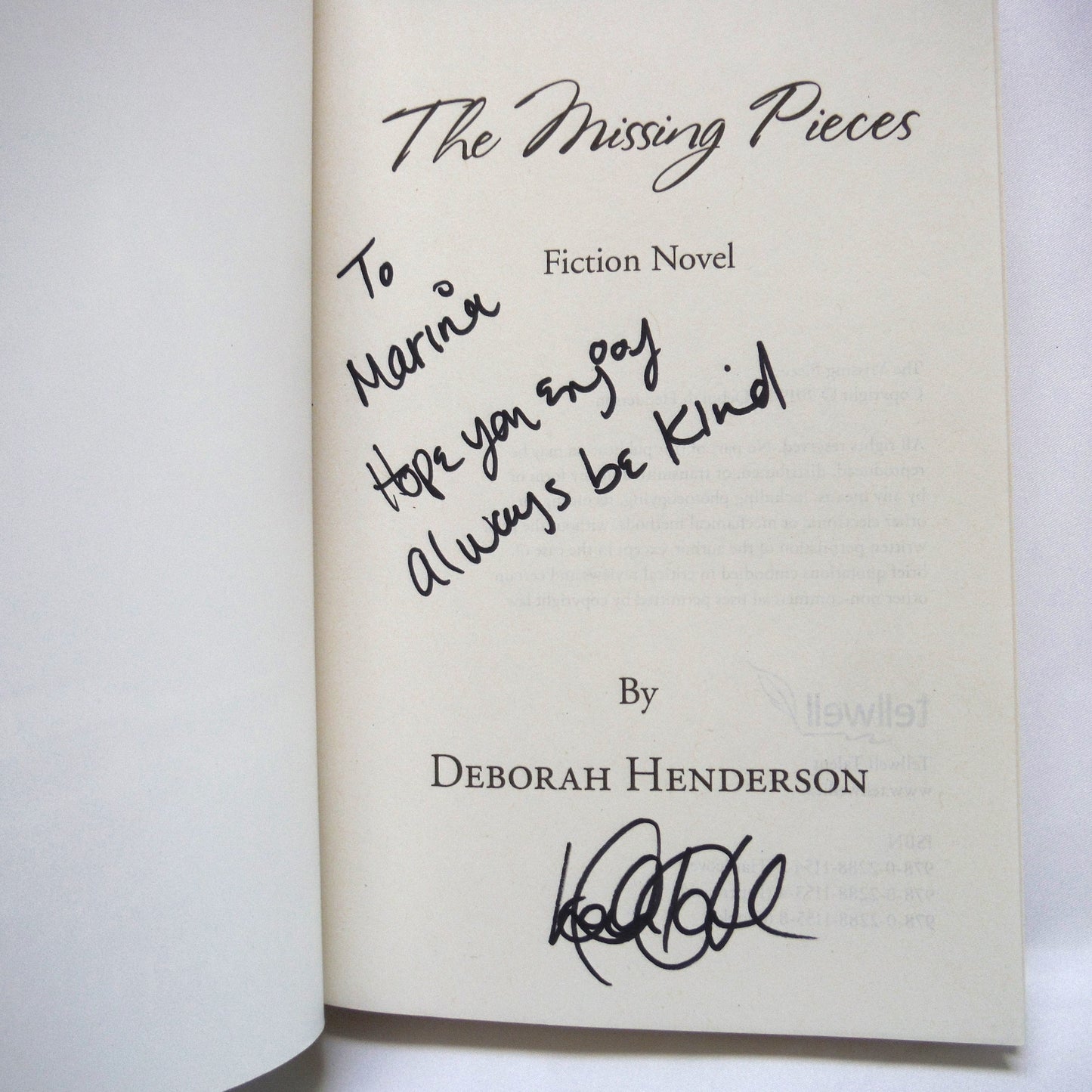 THE MISSING PIECES, A Novel by Deborah Henderson (1st Ed. SIGNED)