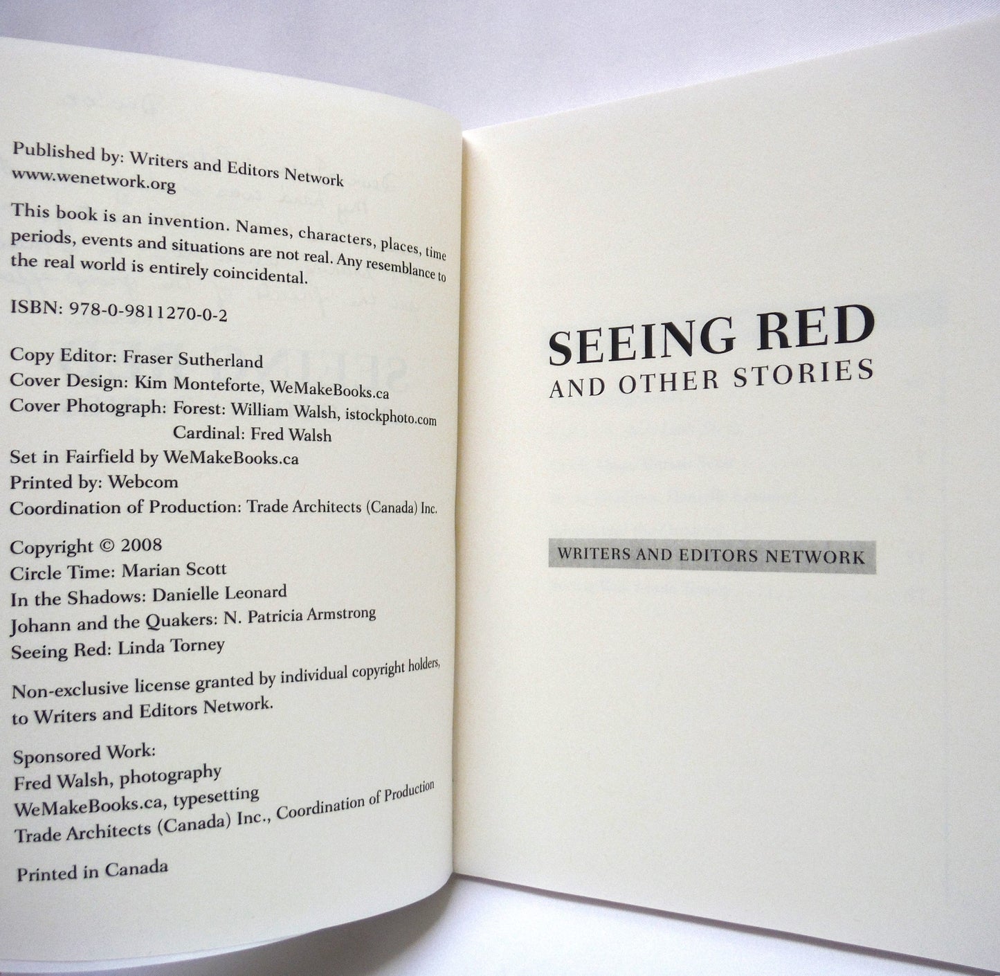 SEEING RED, AND OTHER STORIES, by WEN, the Writers and Editors Network (1st Ed. SIGNED)