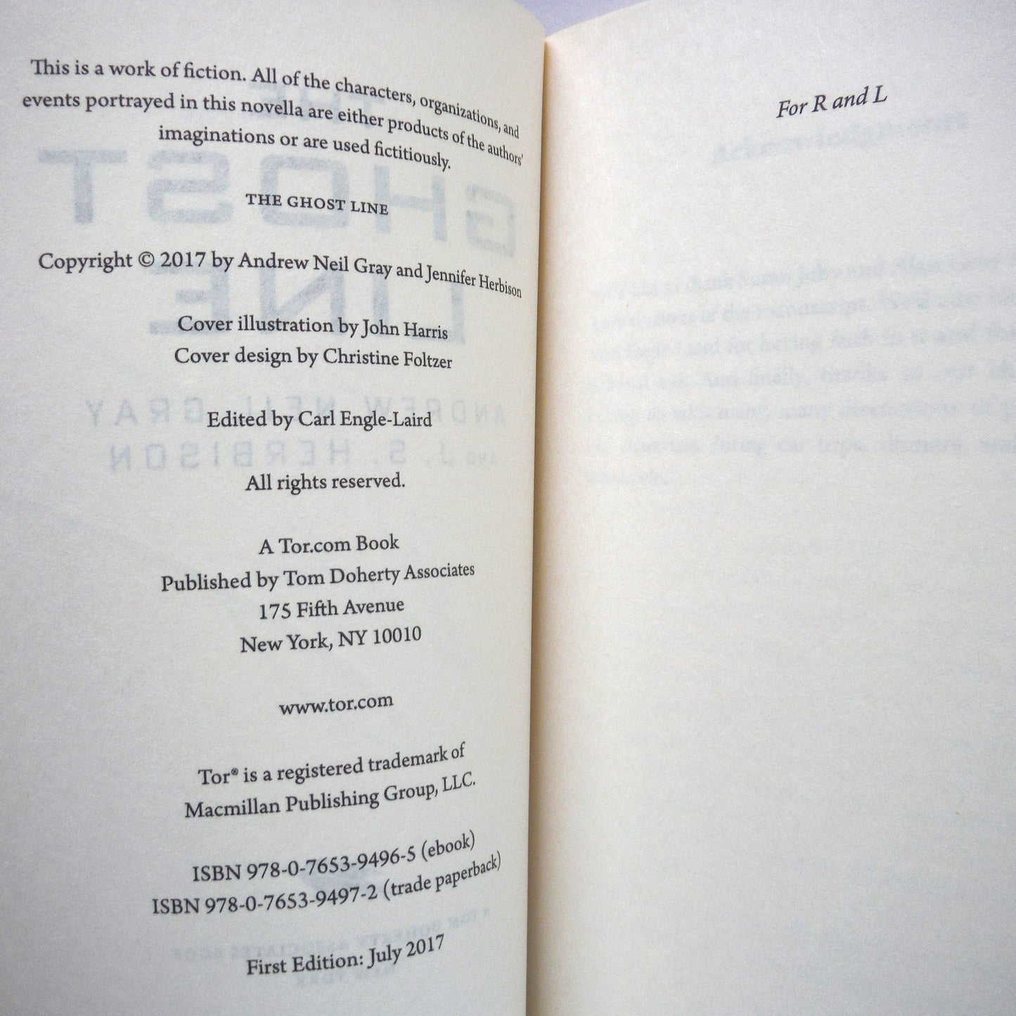 THE GHOST LINE, A Science Fiction Novel by Andrew Neil Gray and J.S. Herbison (1st Ed. SIGNED)