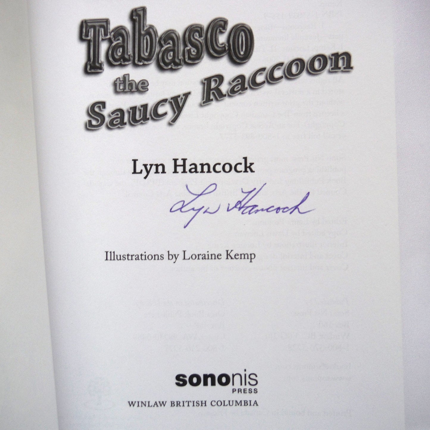 TABASCO, The Saucy Raccoon, A True Tale For Young & Old Readers, by Lyn Hancock (1st Ed. SIGNED)