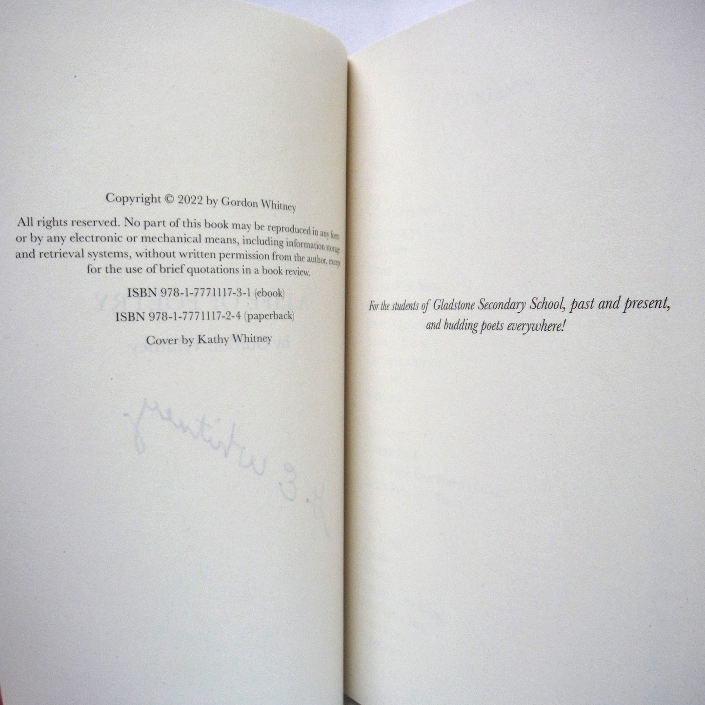 A LIFE OF POETRY, by Gordon Whitney (1st Ed. SIGNED)