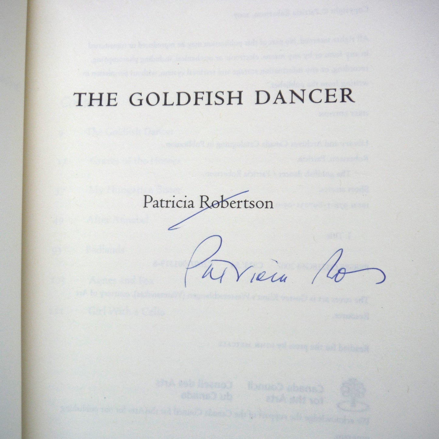 THE GOLDFISH DANCER, Stories and Novellas by Patricia Robertson (1st Ed. SIGNED)