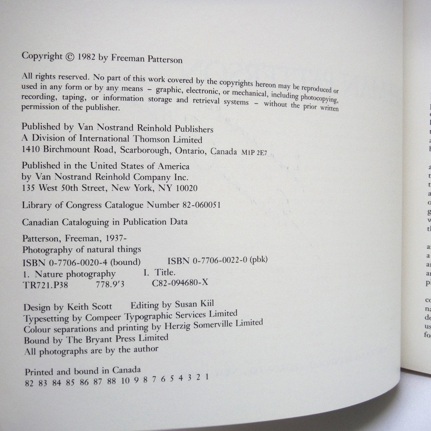 PHOTOGRAPHY OF NATURAL THINGS, by Freeman Patterson (1st Ed. SIGNED)