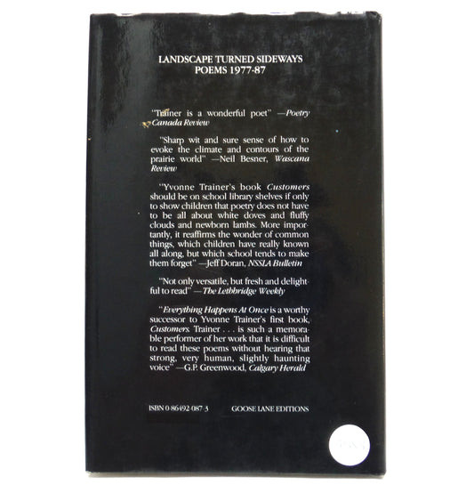 LANDSCAPE TURNED SIDEWAYS, Collected Poems 1977-1987, by Yvonne Trainer (1st Ed. SIGNED)