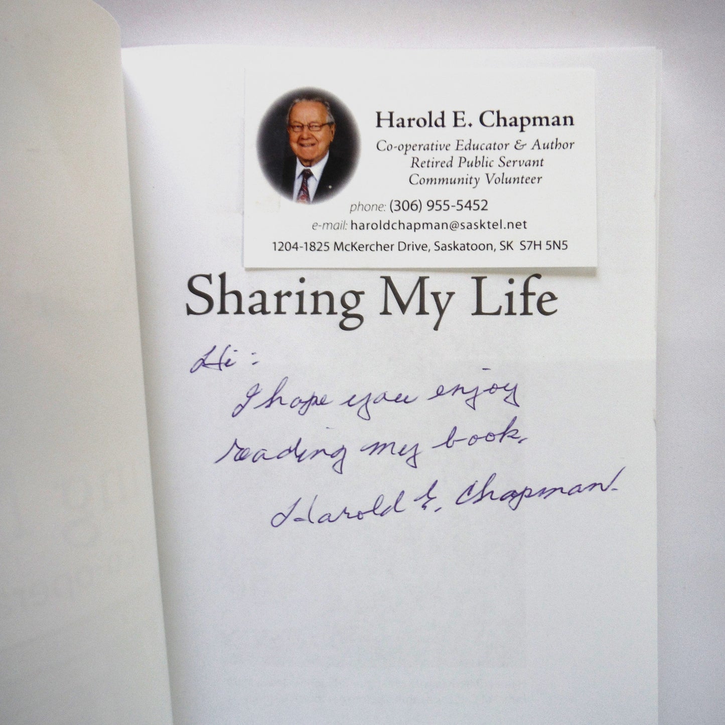 SHARING MY LIFE, Building the Co-operative Movement, by Harold E. Chapman (1st Ed. SIGNED)