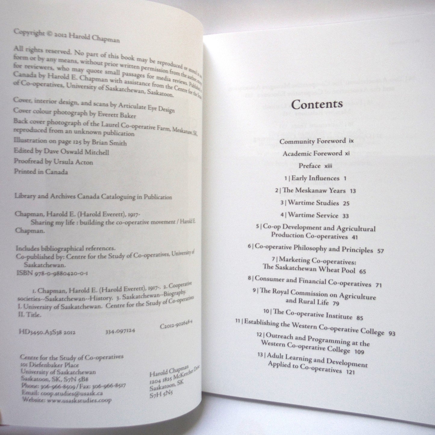 SHARING MY LIFE, Building the Co-operative Movement, by Harold E. Chapman (1st Ed. SIGNED)