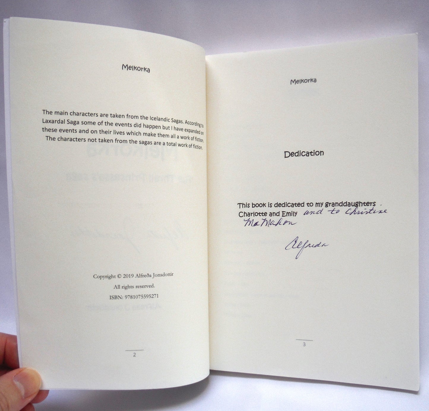 MELKORKA, The Thrall Prinsessa's Saga, by Alfreda Jonsdottir (1st Ed. SIGNED)