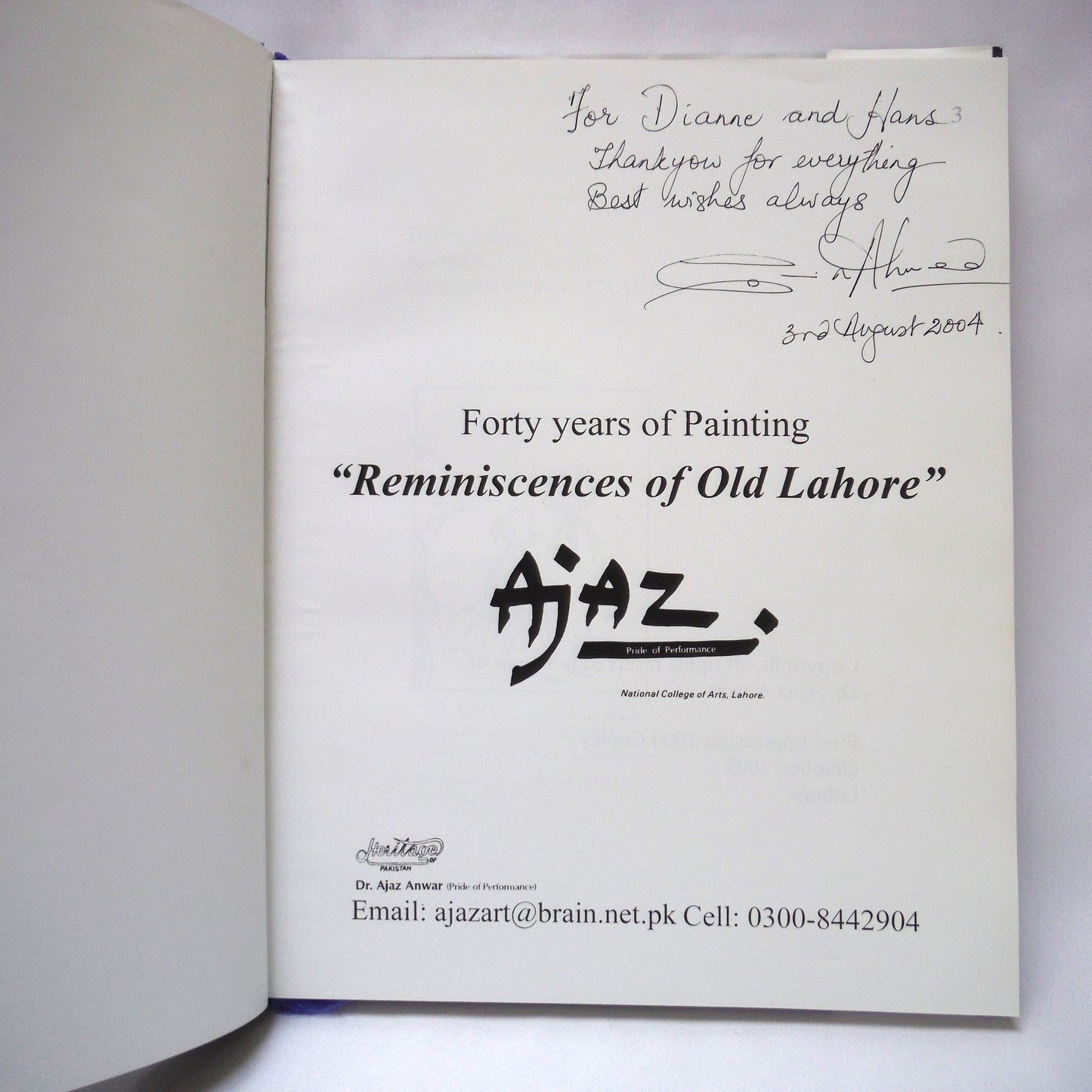 REMINISCENCES OF OLD LAHORE, Forty Years of Painting by Dr. Ajaz Anwar (1st Ed. SIGNED)