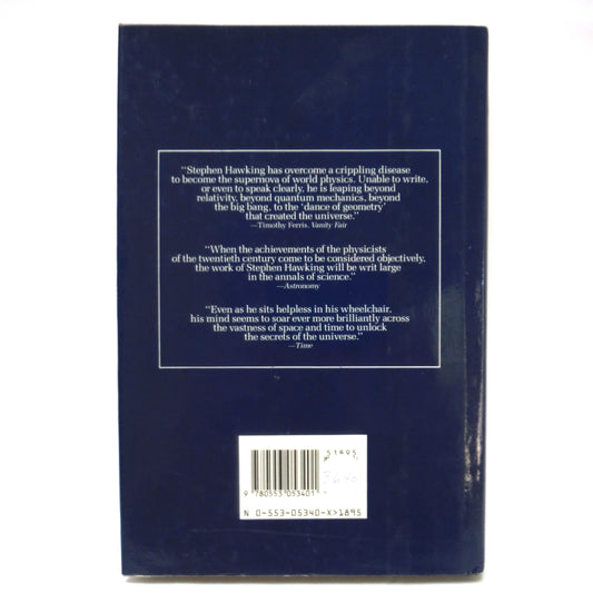A BRIEF HISTORY OF TIME, From the Big Bang to Black Holes, by Stephen W. Hawking  (1988 1st Ed.)