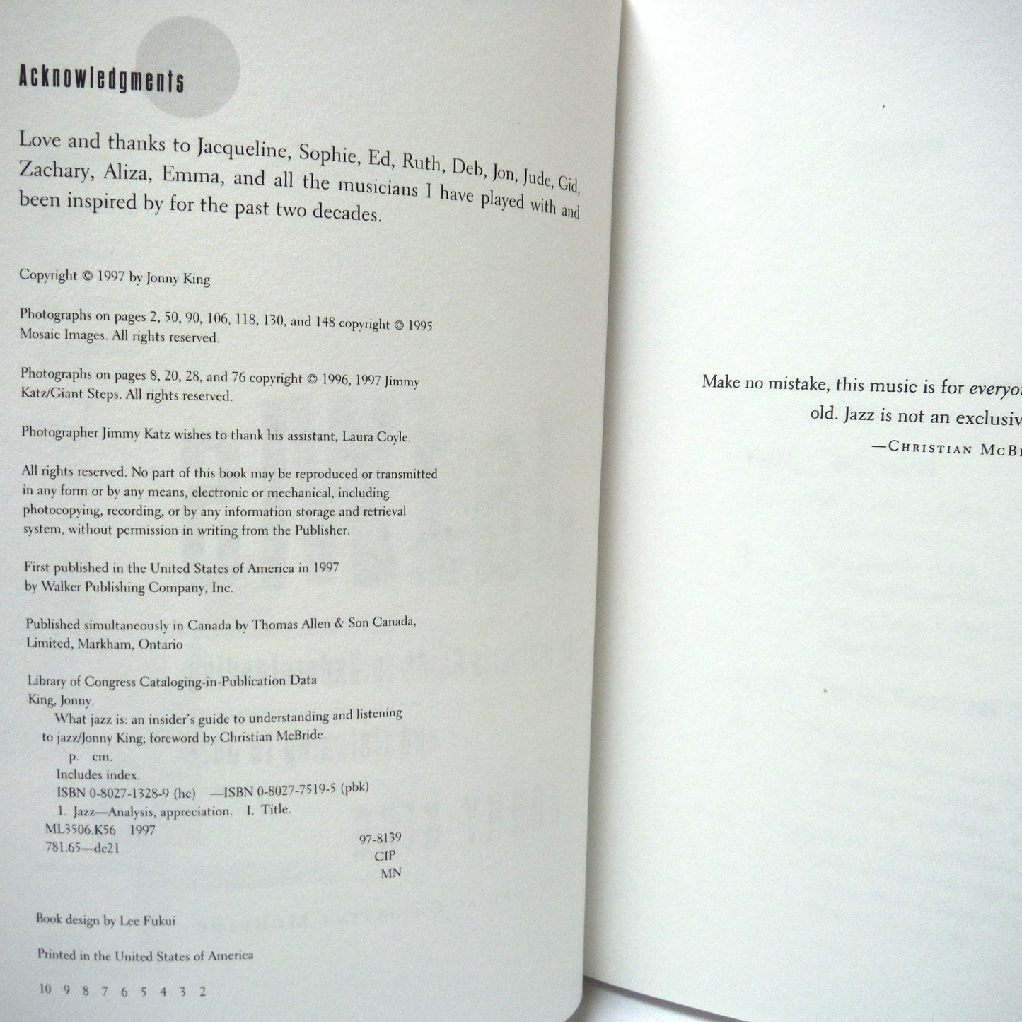 AN INSIDER'S GUIDE TO UNDERSTANDING AND LISTENING TO JAZZ, by Jonny King (1997 1st Ed.)