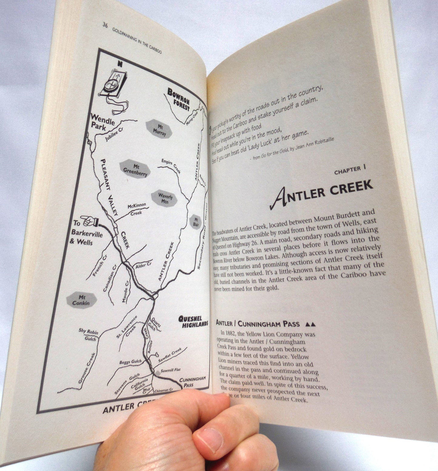 GOLD PANNING IN THE CARIBOO, A Prospector's Treasure Trail to Creeks of Gold, by Jim Lewis and Charles Hart (1997 1st Ed.)