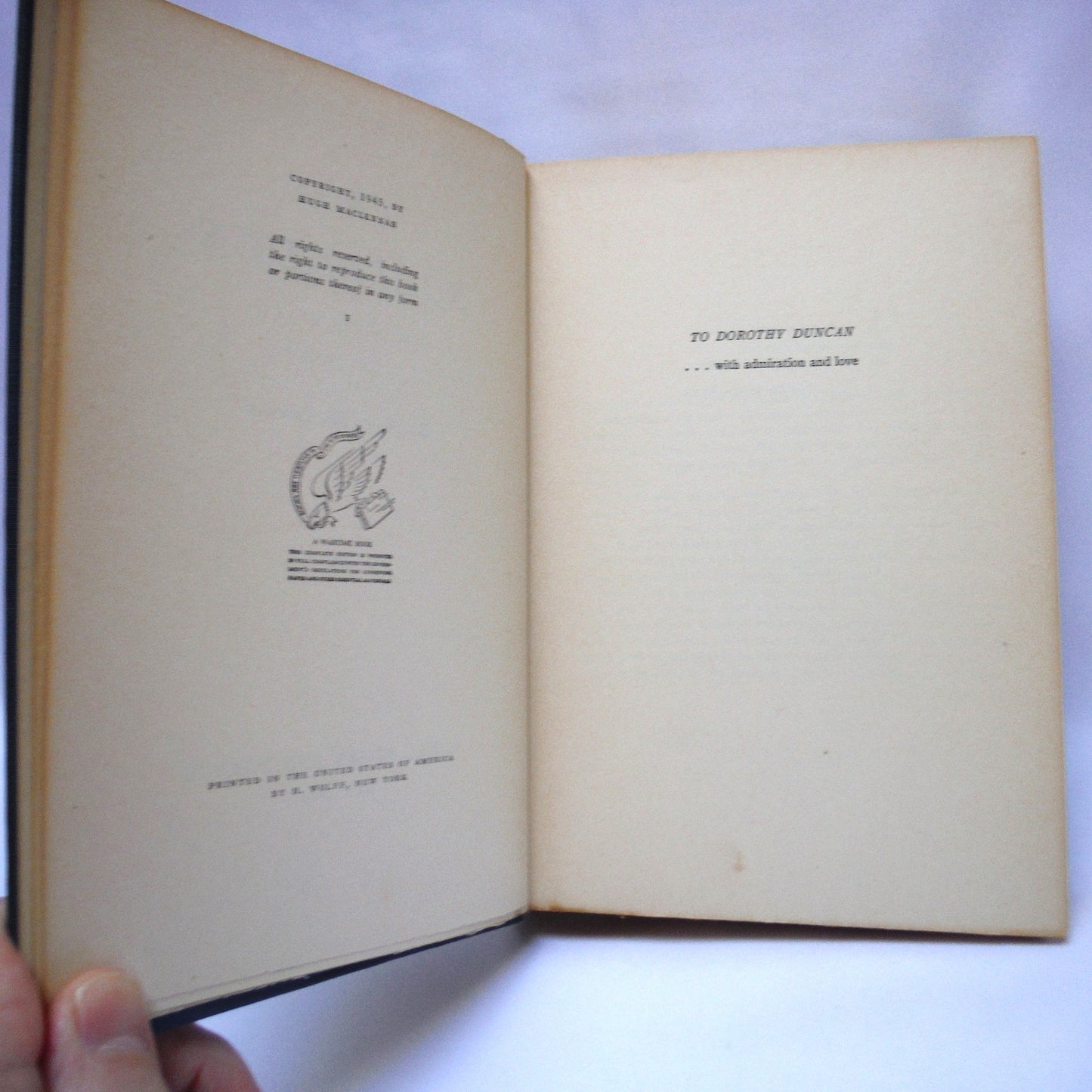 TWO SOLITUDES, by Hugh MacLennan: The RARE Edition by Duell, Sloan and Pearce of New York, USA (1945 1st Ed.)