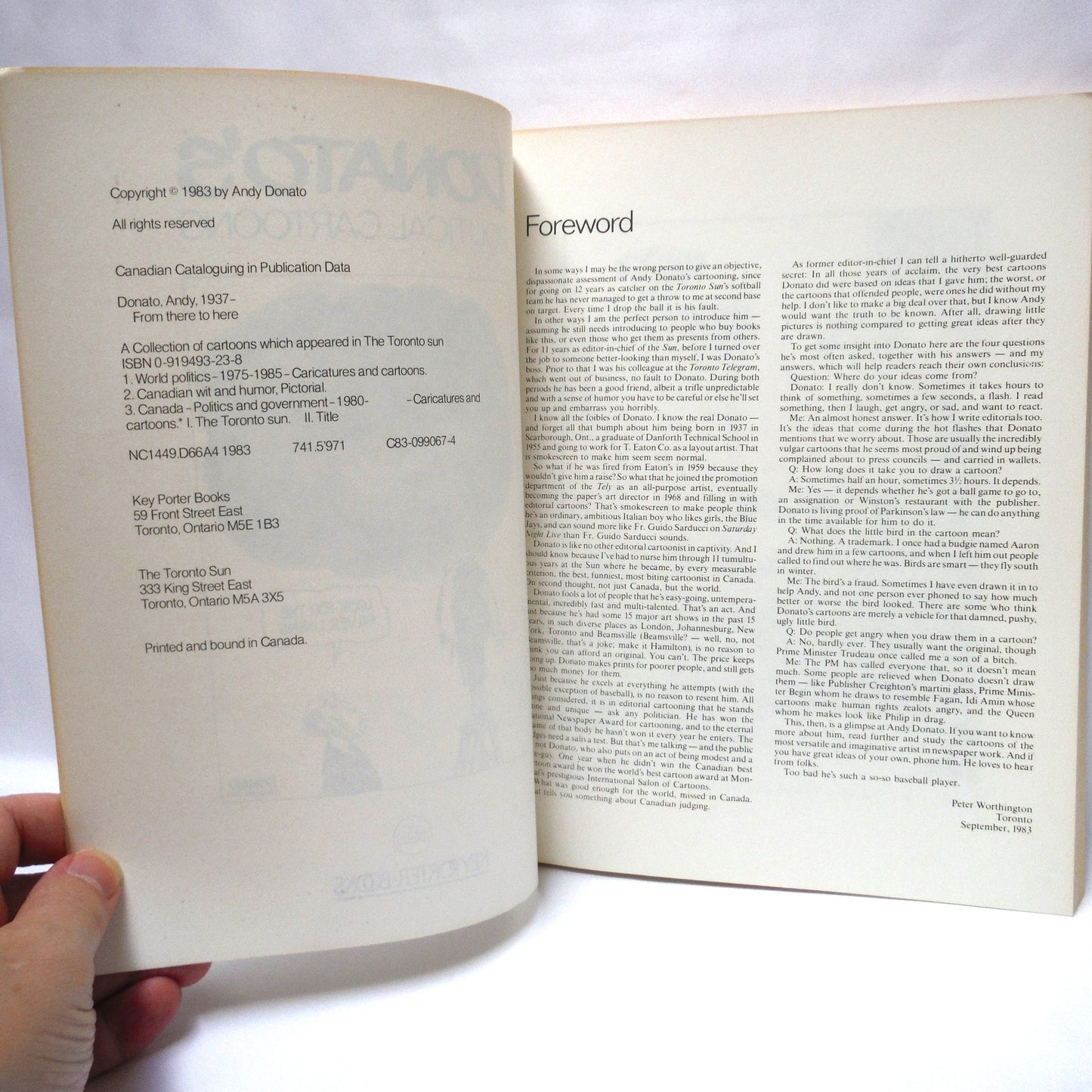 FROM HOME TO HERE, Donato's Political Cartoons by Andy Donato (1983 1st Ed.)