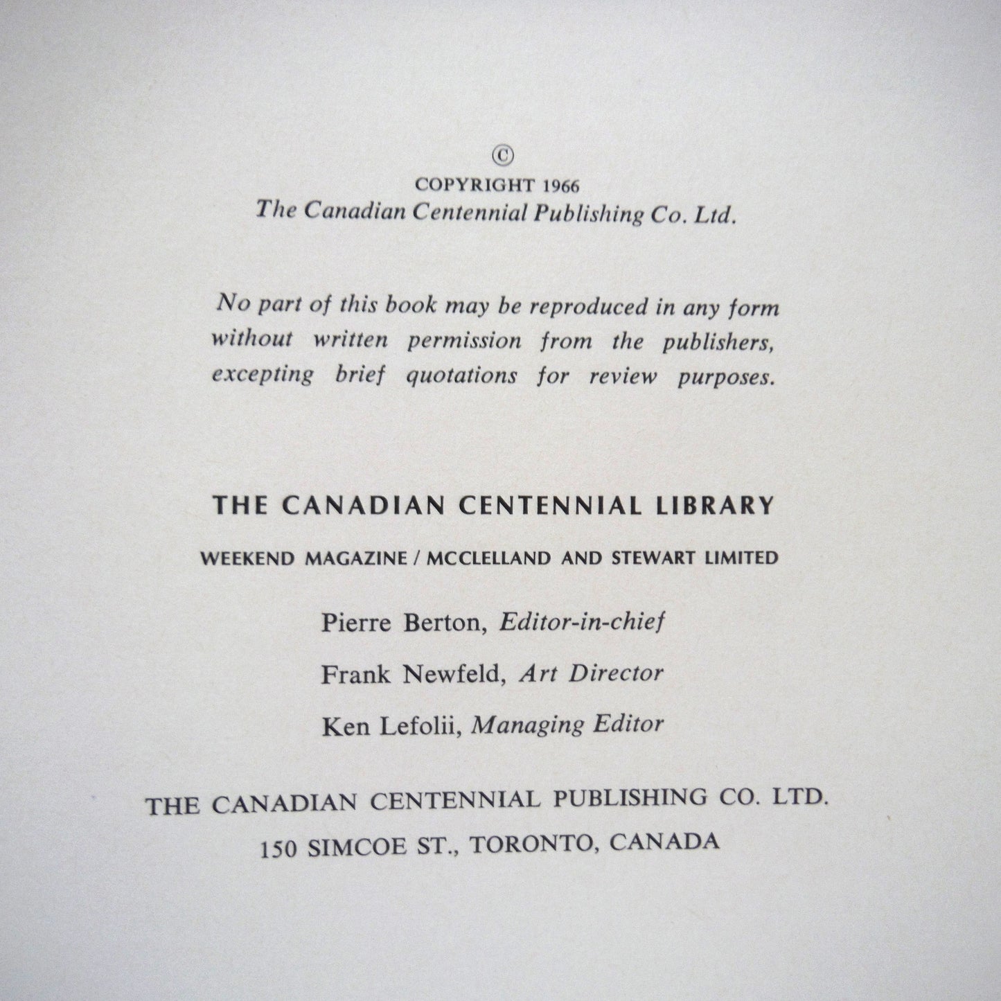 GREAT CANADIAN WRITING: A Century of Imagination by Claude Bissell and The Canadian Centennial Library (1966 1st Ed.)