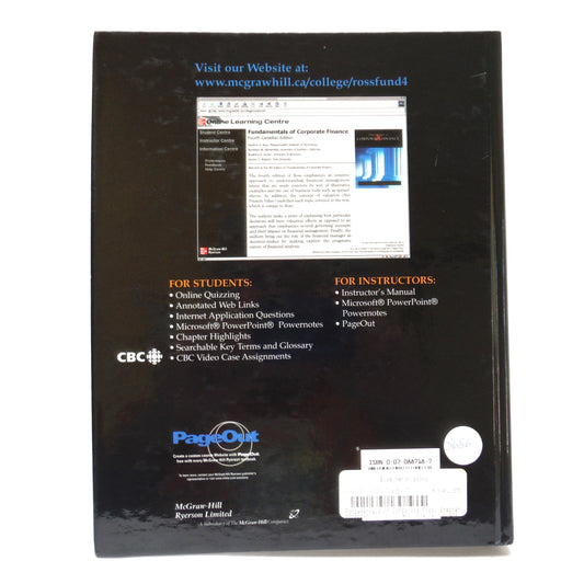 FUNDAMENTALS OF CORPORATE FINANCE, Fourth Canadian Edition, by Ross, Westerfield, Jordan, Roberts, (Brand New-2002)