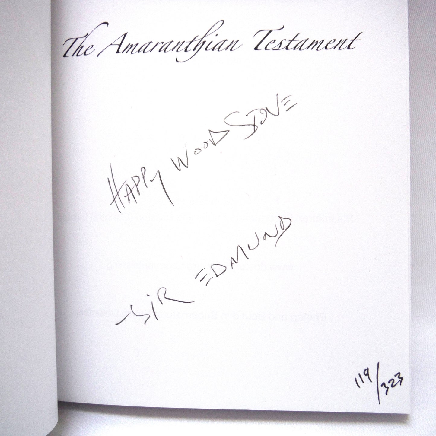THE AMARANTHIAN TESTAMENT, Sir Edmond Twilight, by Jason C. Ross (1st Ed. SIGNED)