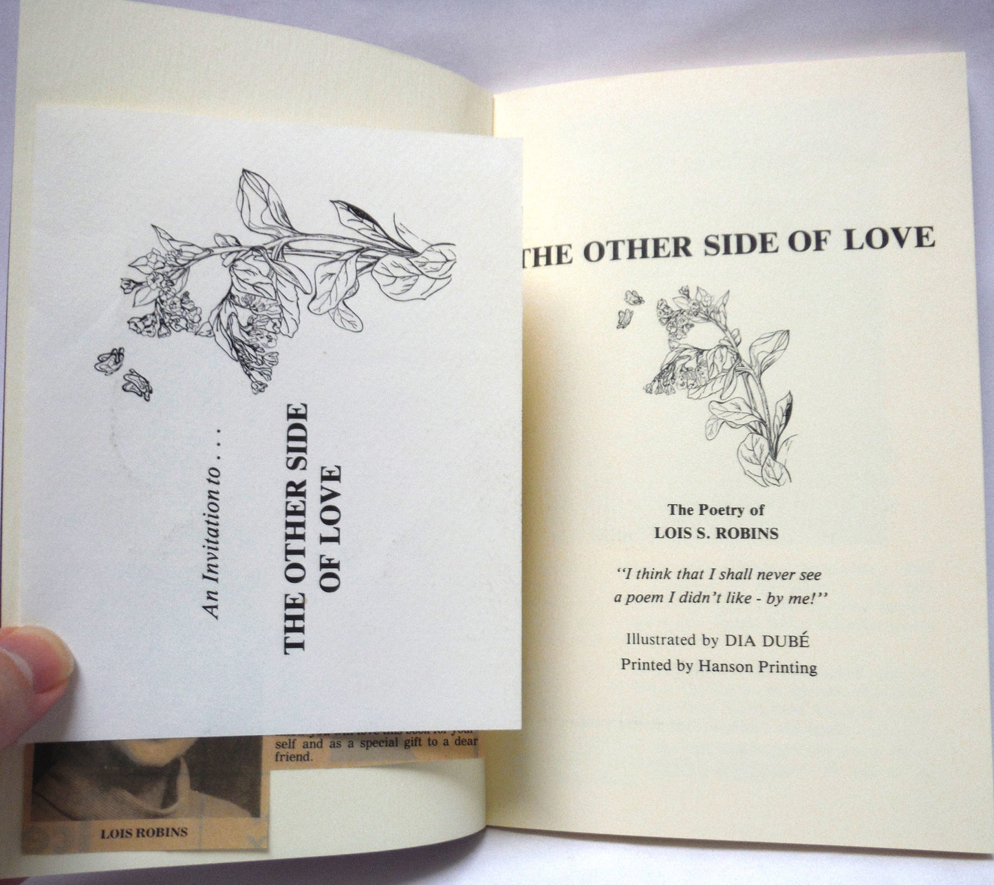 THE POETRY OF LOIS S. ROBINS: The Other Side of Love, and Dance To The Music, RARE: TWO-BOOK PACKAGE! (1st Ed. SIGNED)