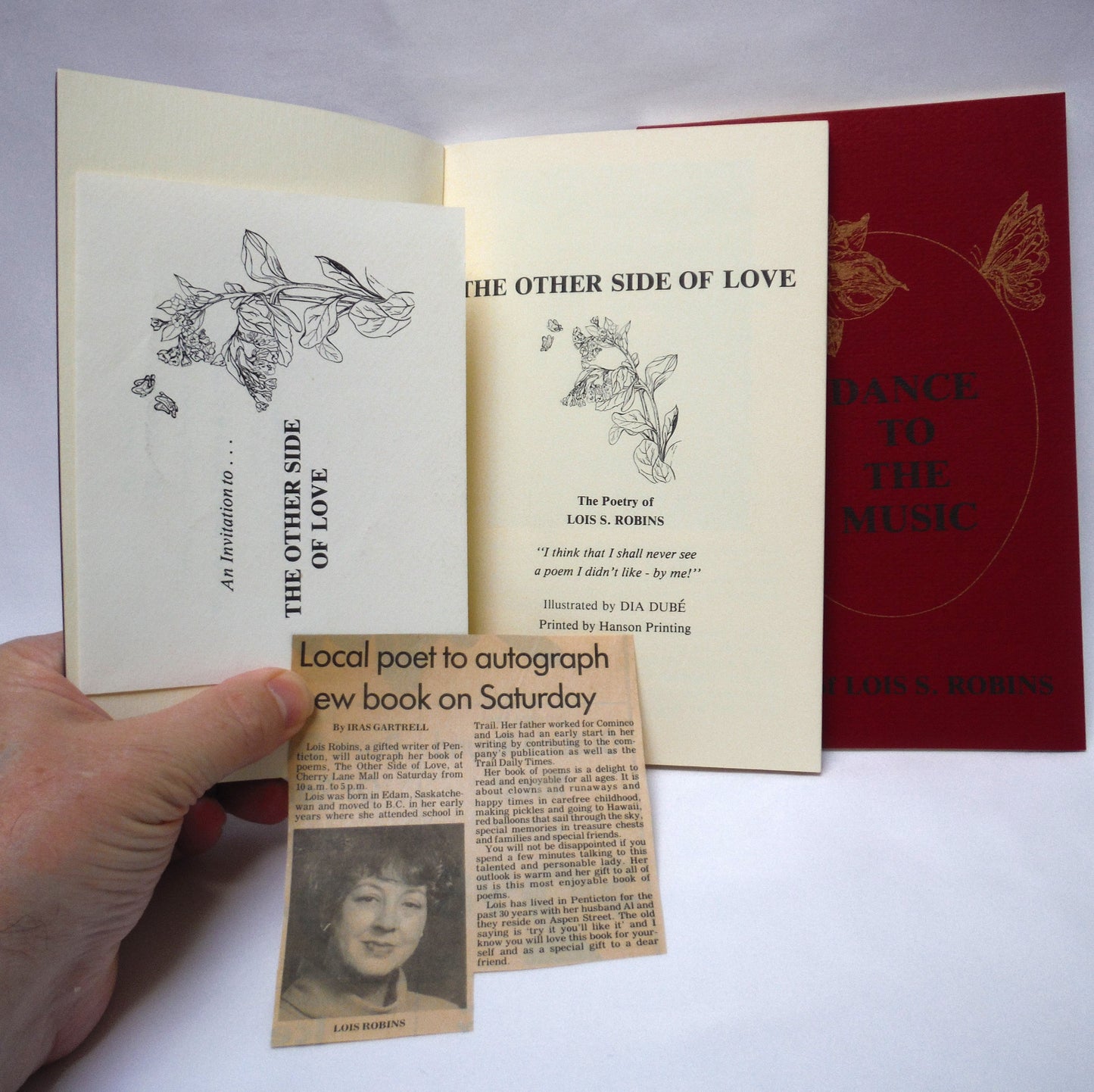 THE POETRY OF LOIS S. ROBINS: The Other Side of Love, and Dance To The Music, RARE: TWO-BOOK PACKAGE! (1st Ed. SIGNED)