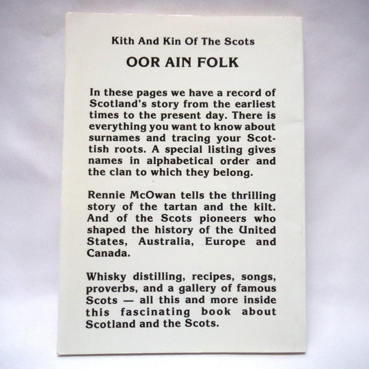 KITH AND KIN OF THE SCOTS, OOR AIN FOLK, by Rennie McOwan and others (1st Ed. SIGNED)