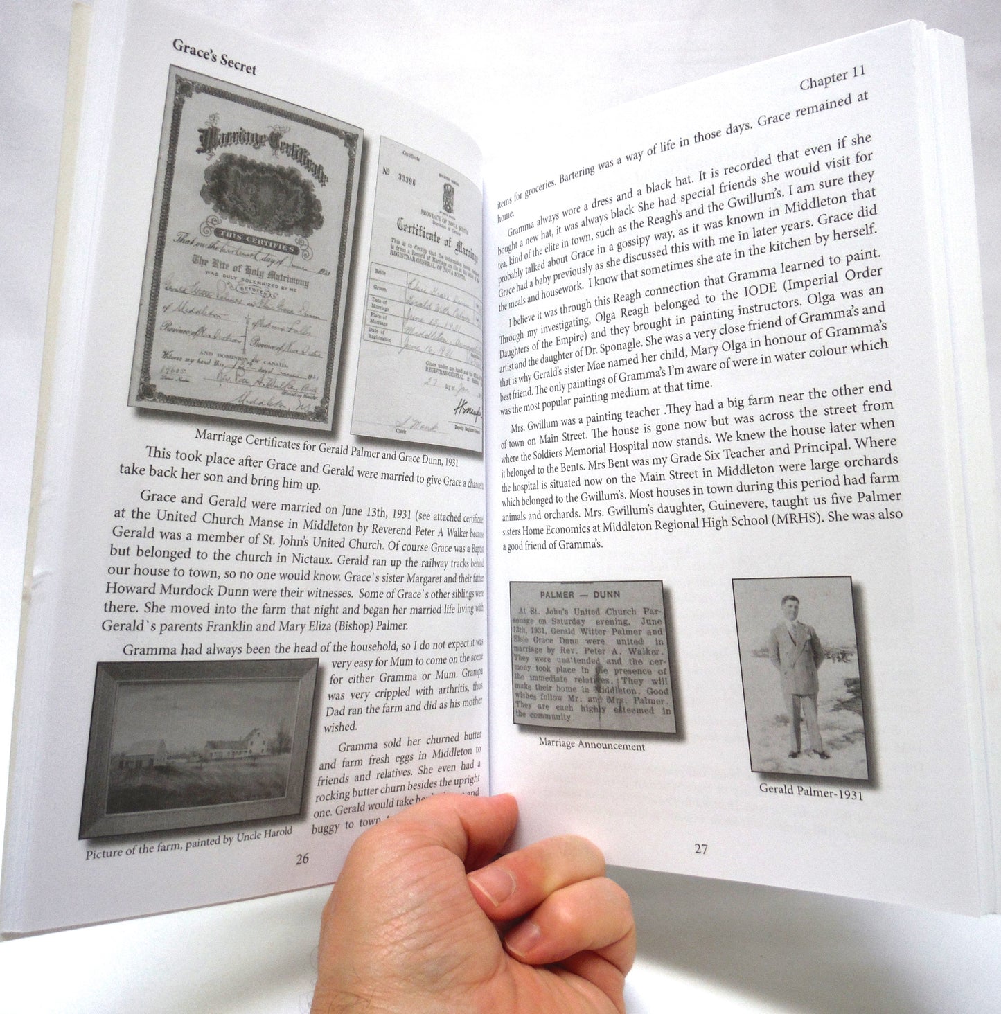 GRACE'S SECRET, Annapolis Valley History and Family Memoirs by Nancy Palmer Hussey (1st Ed. SIGNED)