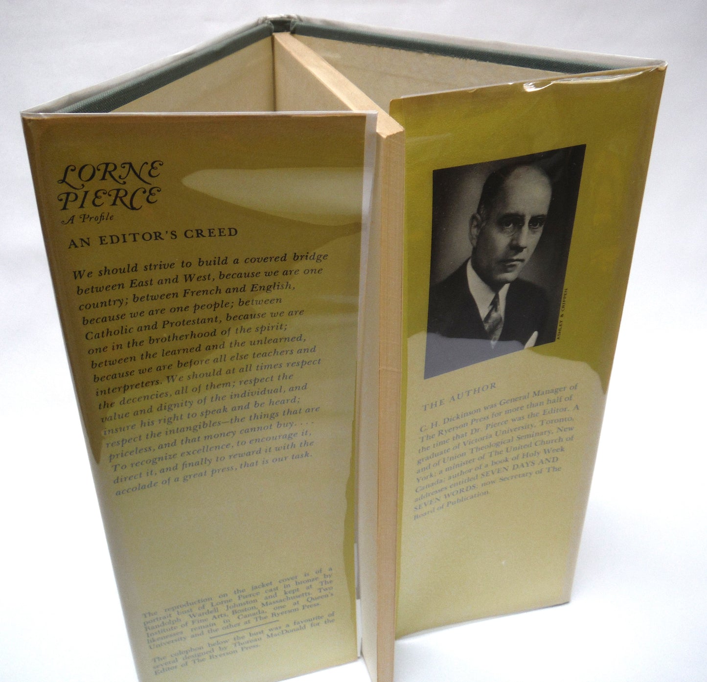 LORNE PIERCE, A Profile by C.H. Dickinson (1965 1st Ed.)