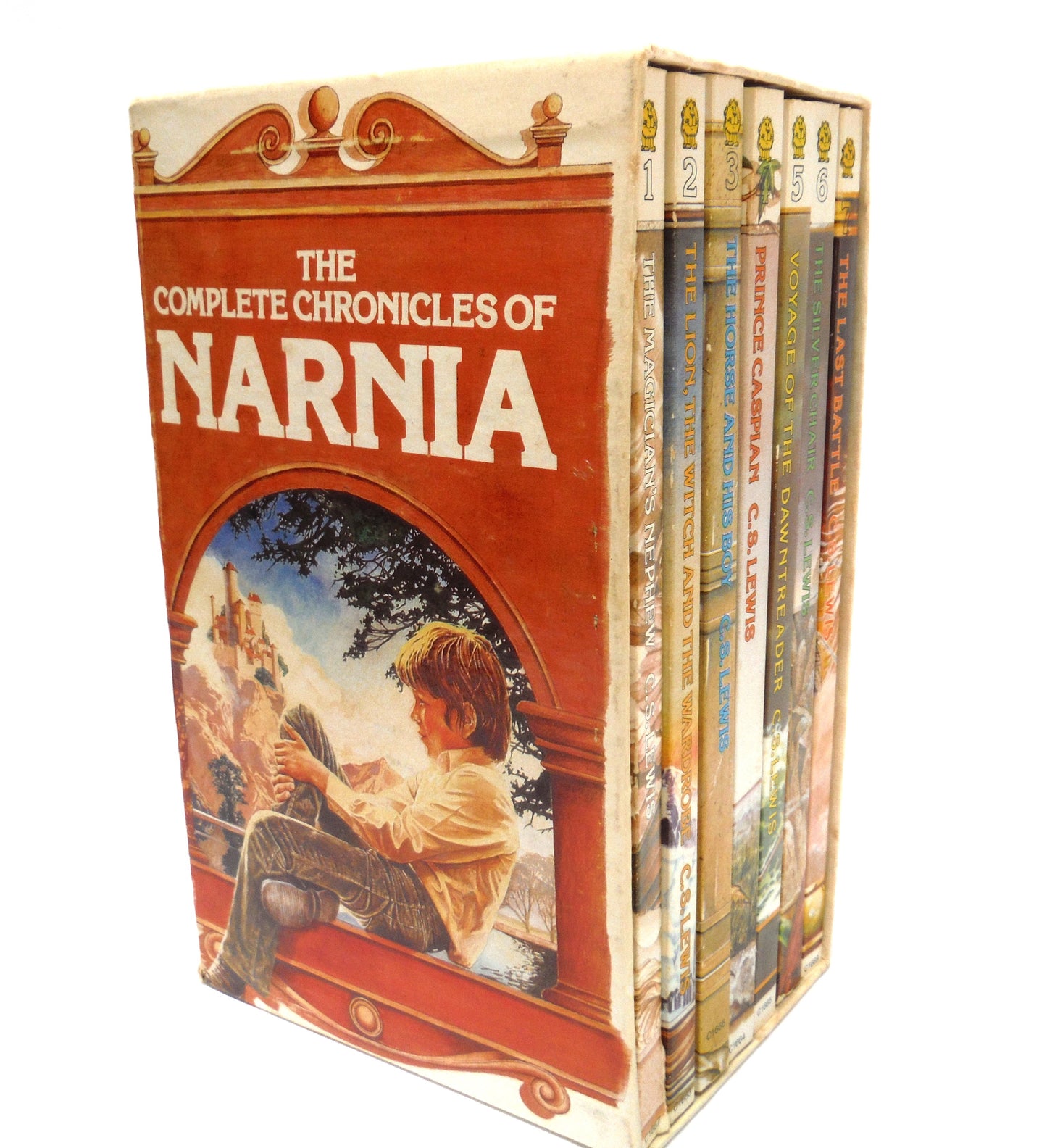 THE COMPLETE CHRONICLES OF NARNIA, The Seven-Volume Slipcase Set by C.S. Lewis, RARE: Fontana Lions 1980 Canadian Edition!