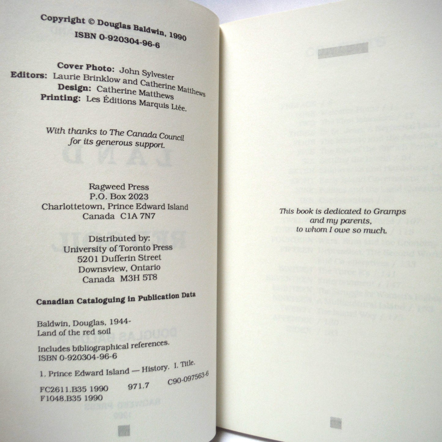 LAND OF THE RED SOIL, A Popular History of Prince Edward Island, by Douglas Baldwin (1990 1st Ed.)