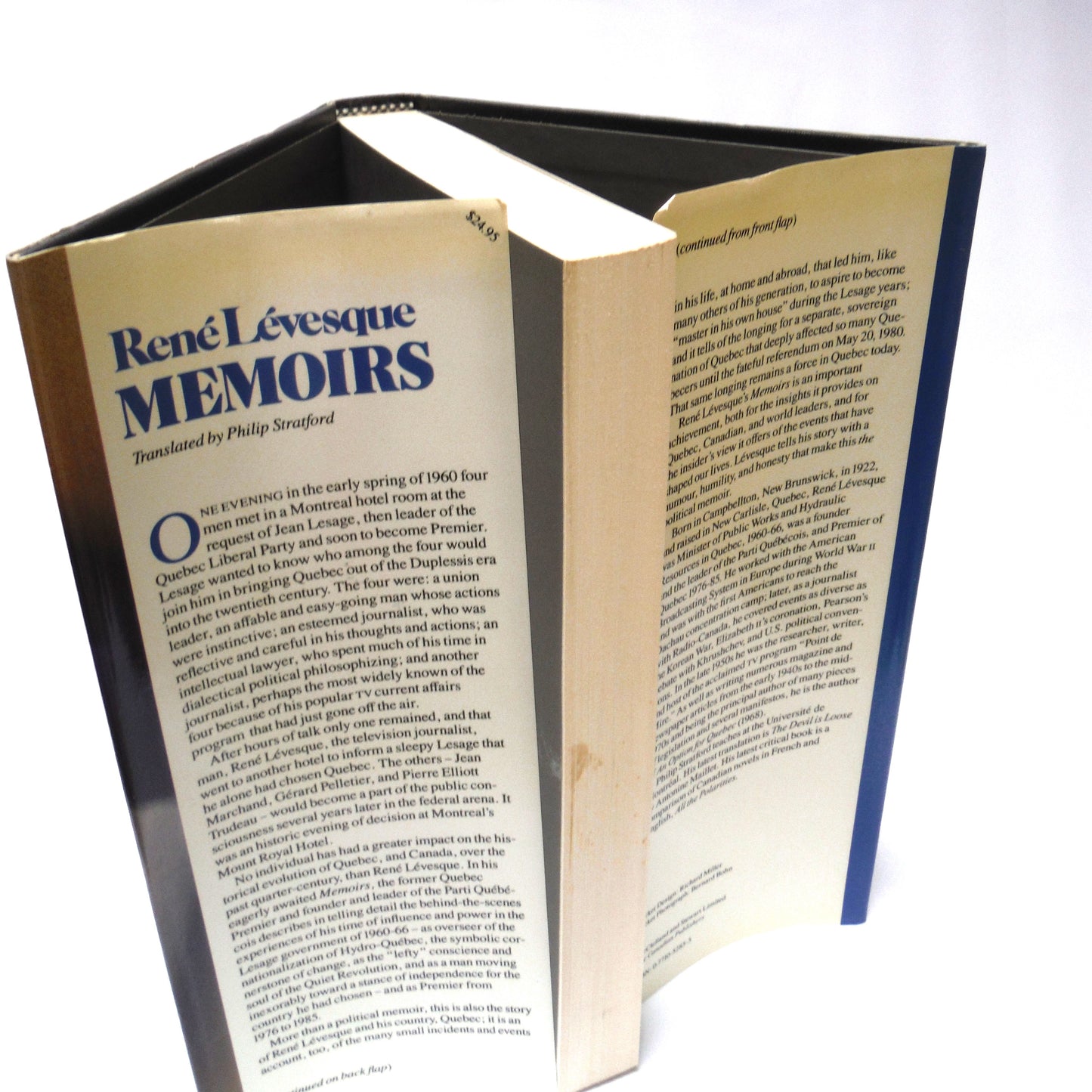 MEMOIRS, by Rene Levesque, Translated by Philip Stratford (1986 1st Ed.)