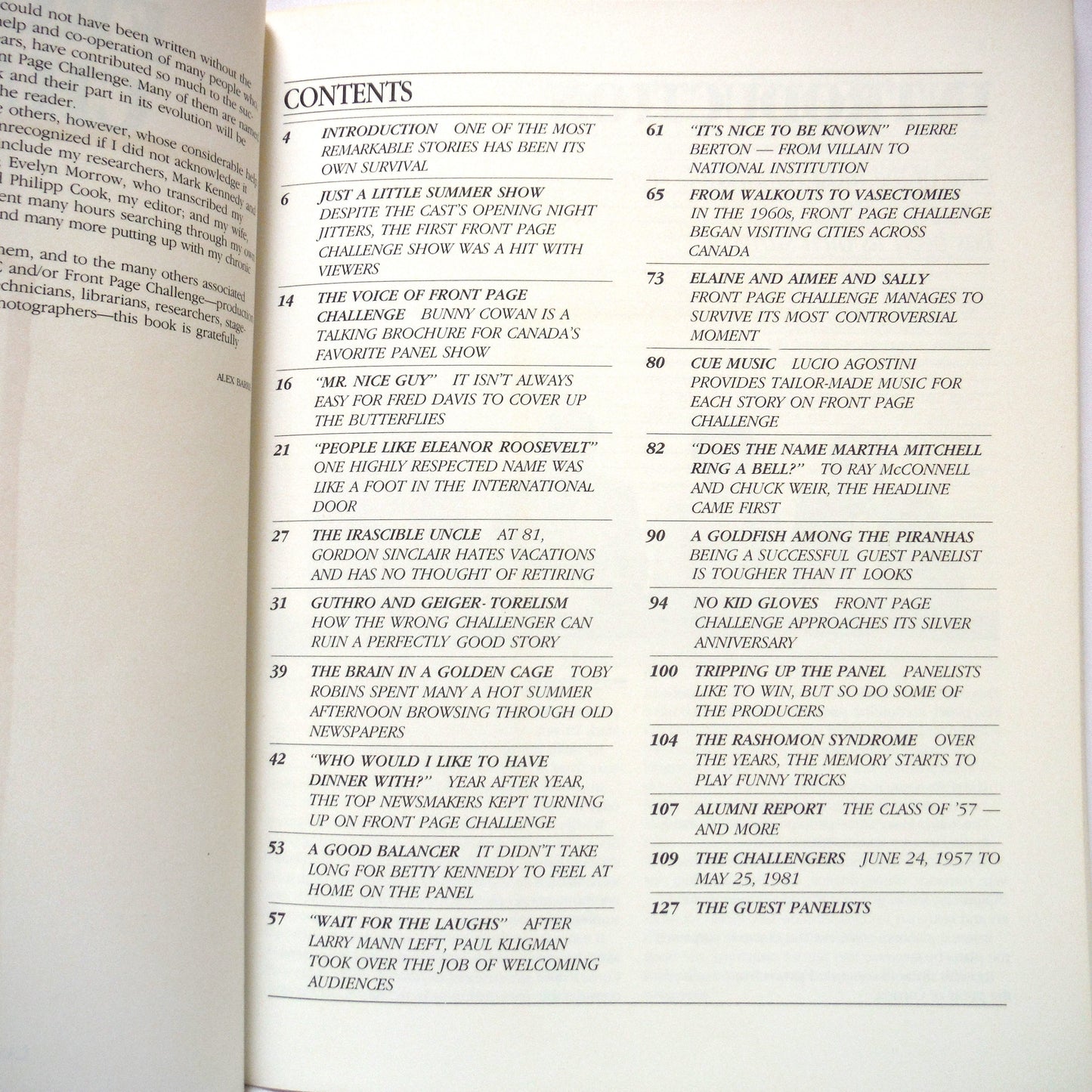 FRONT PAGE CHALLENGE, 25th Anniversary Edition by Alex Barris and the CBC (1981 1st Ed.)
