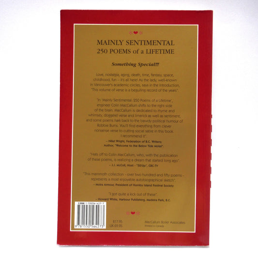 MAINLY SENTIMENTAL, 250 Poems of a Lifetime, by Colin MacCallum (1st Ed. SIGNED)
