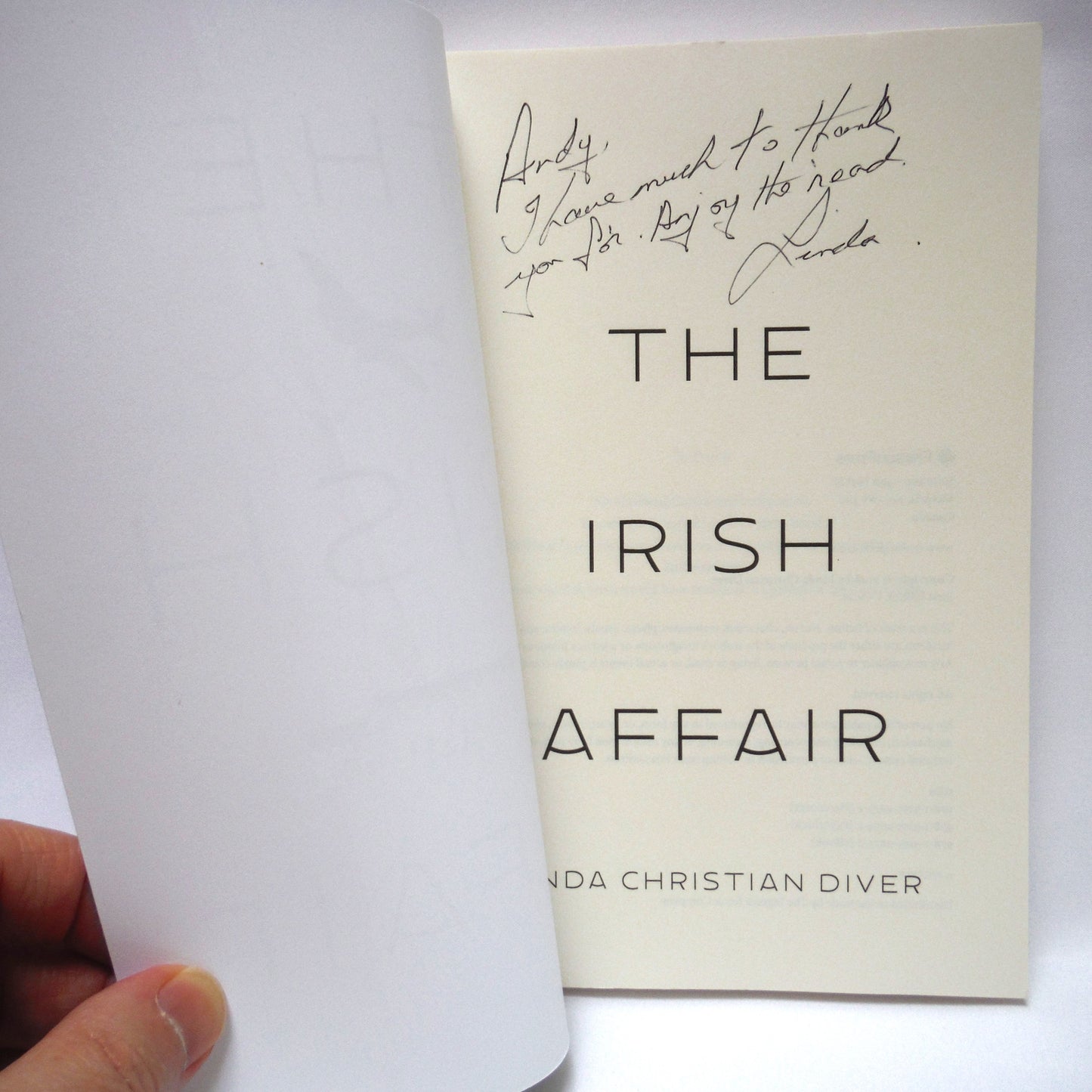THE IRISH AFFAIR, A Thriller Novel by Linda Christian Diver (1st Ed. SIGNED)