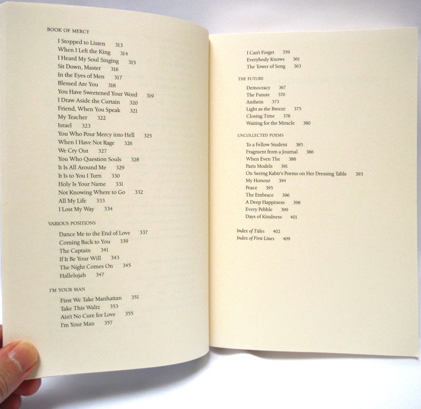 STRANGER MUSIC, Selected Poems and Songs by Leonard Cohen (1994 1st Ed.)