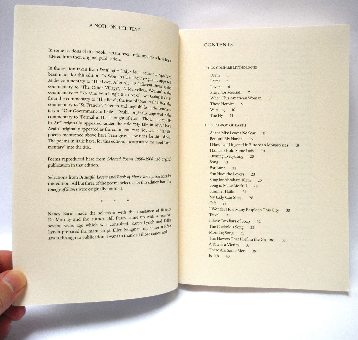 STRANGER MUSIC, Selected Poems and Songs by Leonard Cohen (1994 1st Ed.)