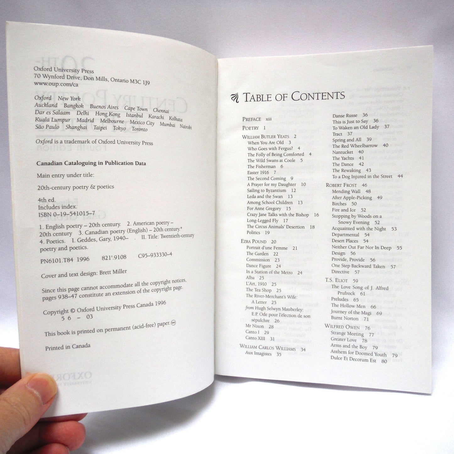 20th CENTURY POETRY & POETICS, Fourth Edition, Edited by Gary Geddes (1996 4th Ed.)