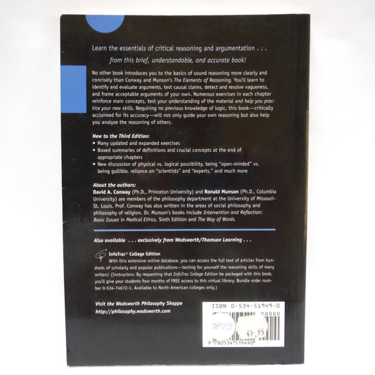 THE ELEMENTS OF REASONING, by David A. Conway and Ronald Munson (2000 3rd Ed.)