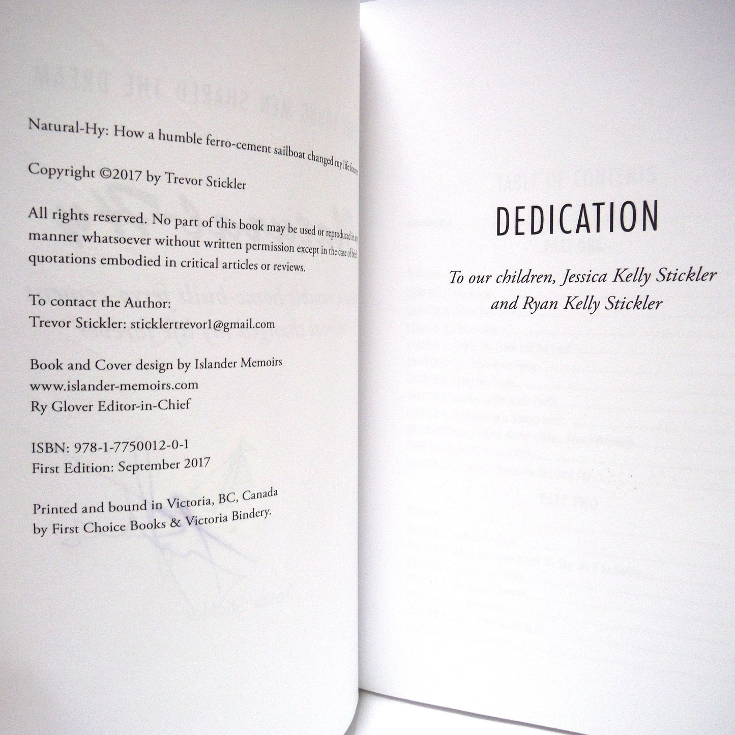NATURAL-HY, How a humble home-built ferro-cement sailboat changed my life forever, by Trevor Stickler (1st Ed. SIGNED)