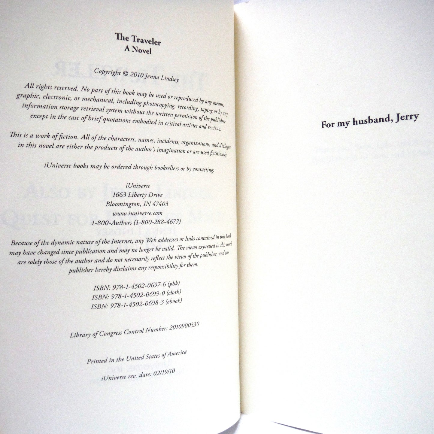 THE TRAVELER, A Young Adult Novel by Jenna Lindsey (2010 1st Ed.)