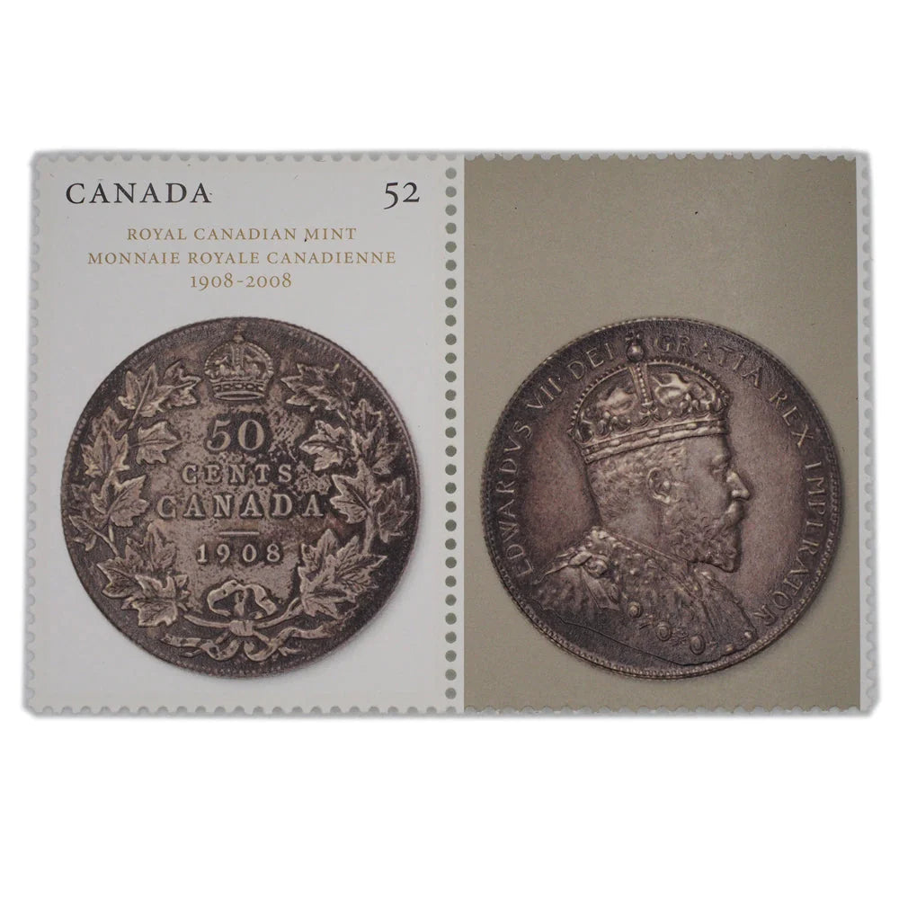 100th Anniversary (1908-2008) of The Royal Canadian Mint / Monnaie Royale Canadienne: SILVER COIN & STAMP SET