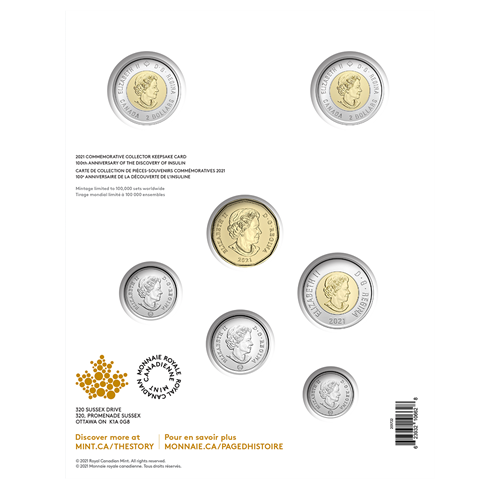 2021 Canadian Commemorative 7-Coin Collector Keepsake: '100th Anniversary of the DISCOVERY OF INSULIN'