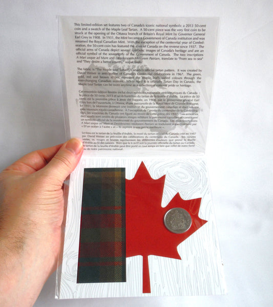 2013 Everyday Canada Special .50 Cent Canadian Coin and The Maple Leaf Tartan Swatch Set