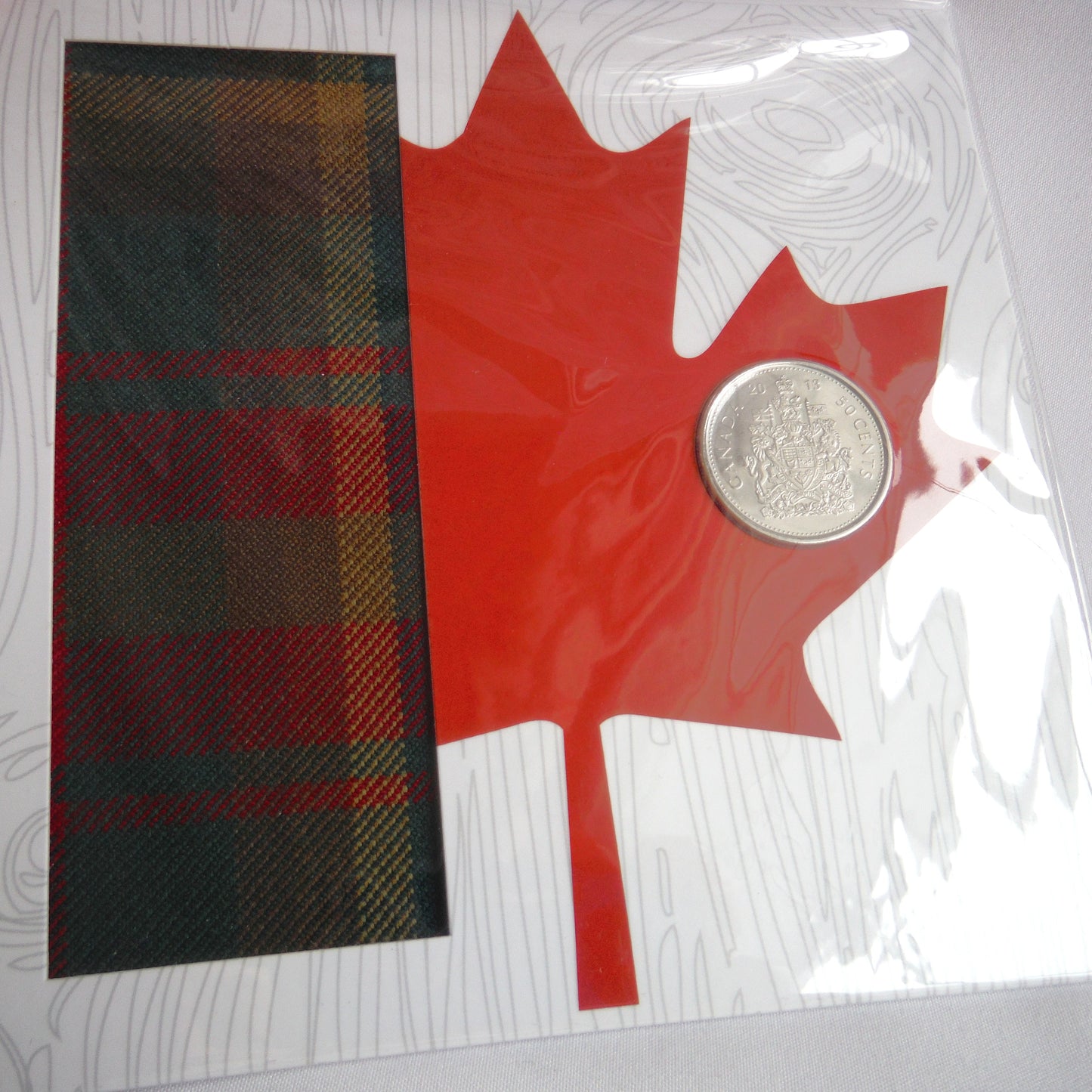 2013 Everyday Canada Special .50 Cent Canadian Coin and The Maple Leaf Tartan Swatch Set