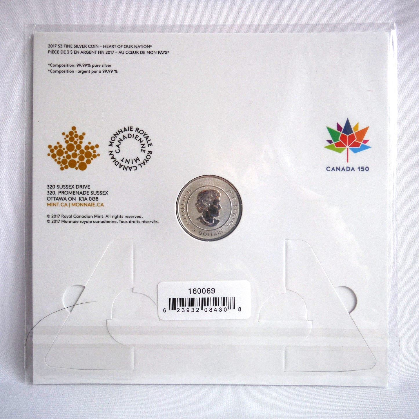 2017 $3 Pure Silver Canadian Coin: 'HEART OF OUR NATION-AU COEUR DE MON PAYS'