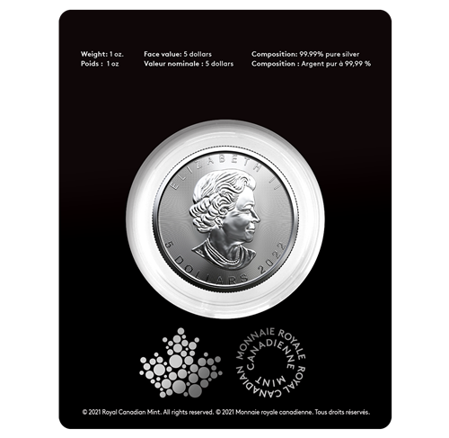 2022 Royal Canadian Mint $5 Pure Silver Coin 1 oz. 99.99% - TREASURED SILVER MAPLE LEAF COIN: Congratulations! Felicitations!