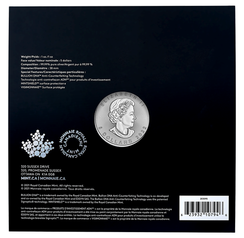 2022 Royal Canadian Mint $5 Pure Silver Coin 1 oz. 99.99% - TREASURED SILVER MAPLE LEAF COIN: Congratulations! Felicitations!