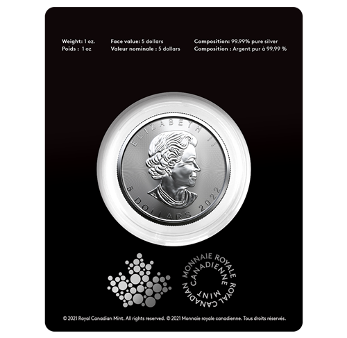 2022 Royal Canadian Mint $5 Pure Silver Coin 1 oz. 99.99% - TREASURED SILVER MAPLE LEAF COIN: Happy Birthday! Joyeux Anniversaire!