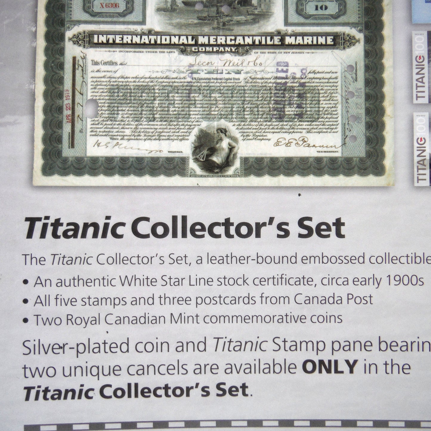 2013 TITANIC COLLECTOR'S SET, by Canada Post and The Royal Canadian Mint: Coloured Coin, Silver Coin, Stamps, and much more in a Leather Binder BRAND NEW CONDITION!